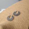 Vintage Antique Gold  Silver Color Flower Metal Hoop Earrings Punk Alloy Earring Brincos for Women