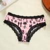 4Pcs Women's Gothic Low - Rise Hipster Panties with Contrast Lace Trim, Skull & Rose Prints for a Sexy Halloween Look Comfortable Hipster Panties