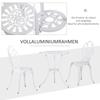 Set da Patio Bistro in 3 Pezzi per 2 Persone, Tavolo e Sedie da Giardino in Alluminio da Esterno con Foro per Ombrellone per Balcone, Bianco