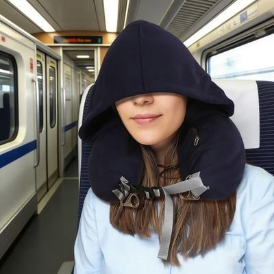 Almofada de Bagagem Almofada de Pescoço de Viagem Auto-Enchível com Tamanho Ajustável Alças de Ombro Design com Capuz Recarregável Almofada de Embalagem Acessório de Viagem Portátil