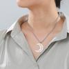 Viking Celtics Crescent Moon Pendant Necklace for Men Women Stainless Steel Gothic Jewelry Wicca Amulet Gift