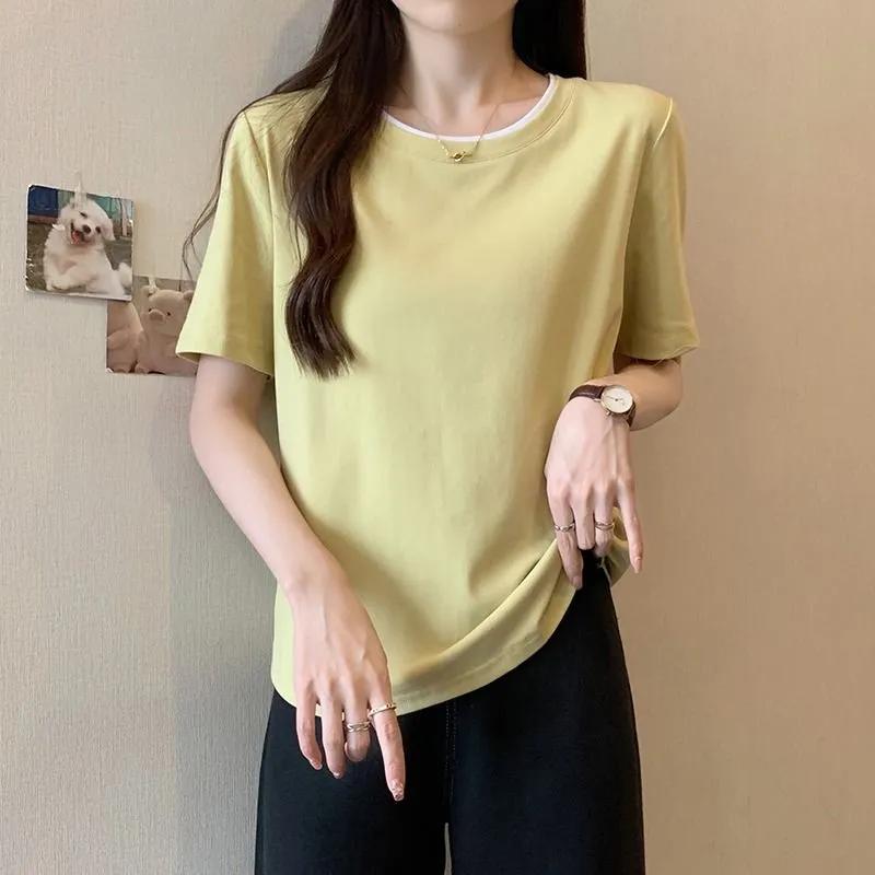 Letní nová ležérní dámská trička pro plnější postavy Krátký rukáv Volný korejský top