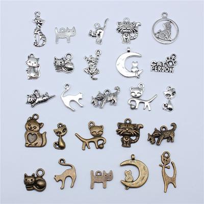 20 Stück Anhänger Katze Tibetische Bronze Silberfarbe Anhänger Antiker Schmuckherstellung DIY Handgemachtes Handwerk