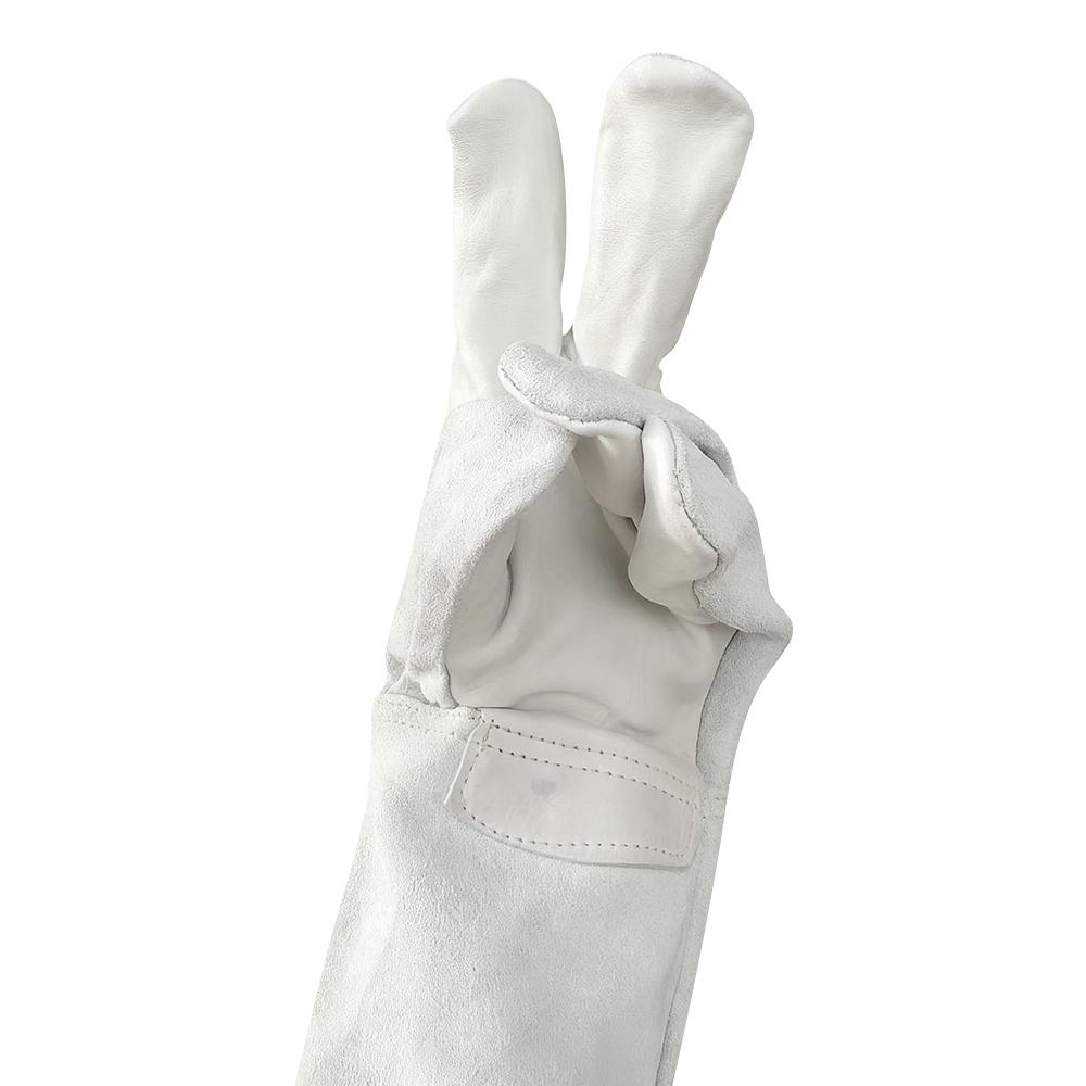 OEM ZHEDA Textured Durable 14 Inch Head Layer Gloves (fireproof Thread) Welding Gloves Comfort Heat Resistance White Work