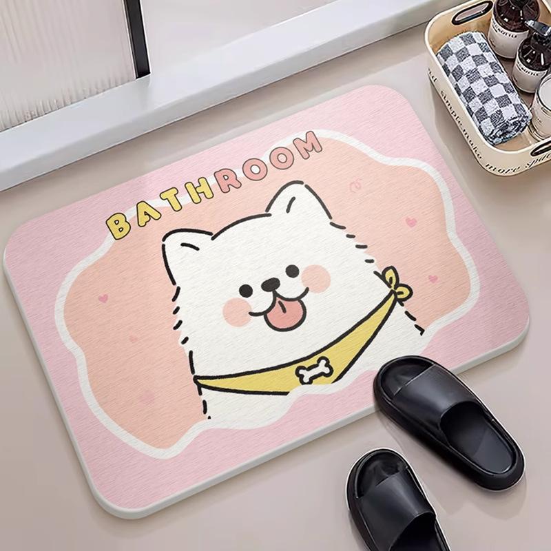 Cartoon hard diatom mud floor mat bathroom suction board non-slip quick-drying mat toilet door toilet floor mat foot mat