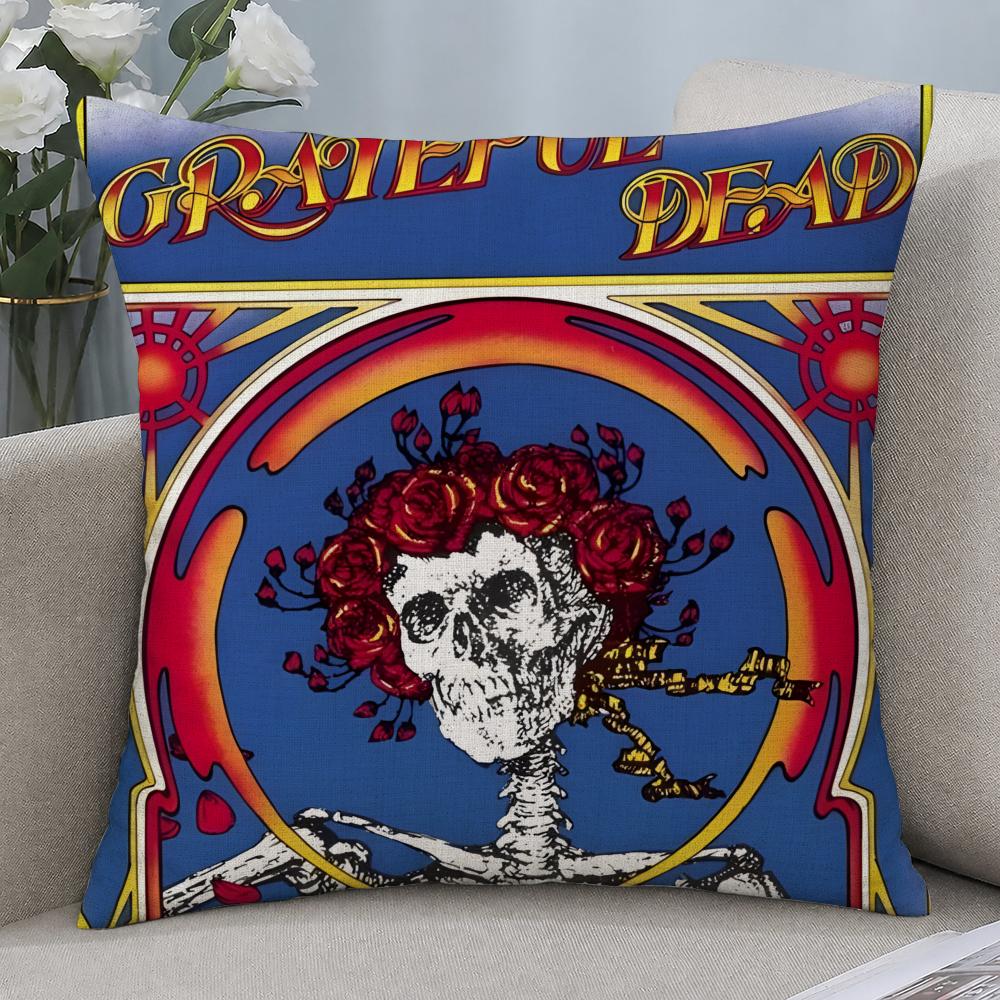 Band Grateful Dead Cushion Cover Cushion Covers Natural Linen Breathable Sofa Bedroom Decor Pillowcase
