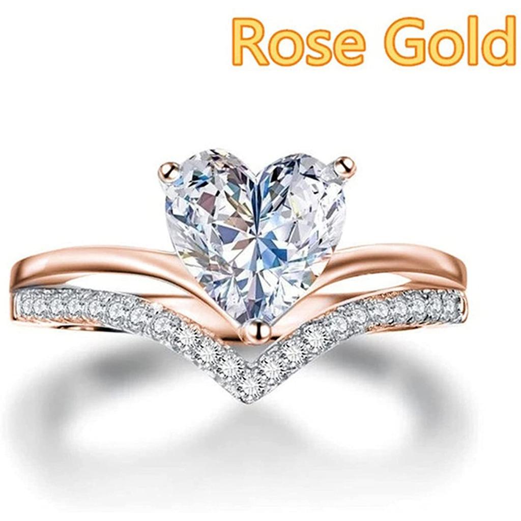 Heart Shaped Cubic Zirconia Ring with Pavé Set Stones Adjustable Band for Women Elegant Jewelry Accessory