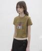 Mosyupamosyu Moshi Girl Crop Short Sleeve T-Shirt [Olive Green]