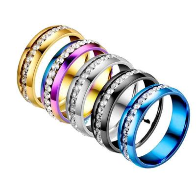Korean Titanium Diamond Couple Ring – European & American Style, Stainless Steel