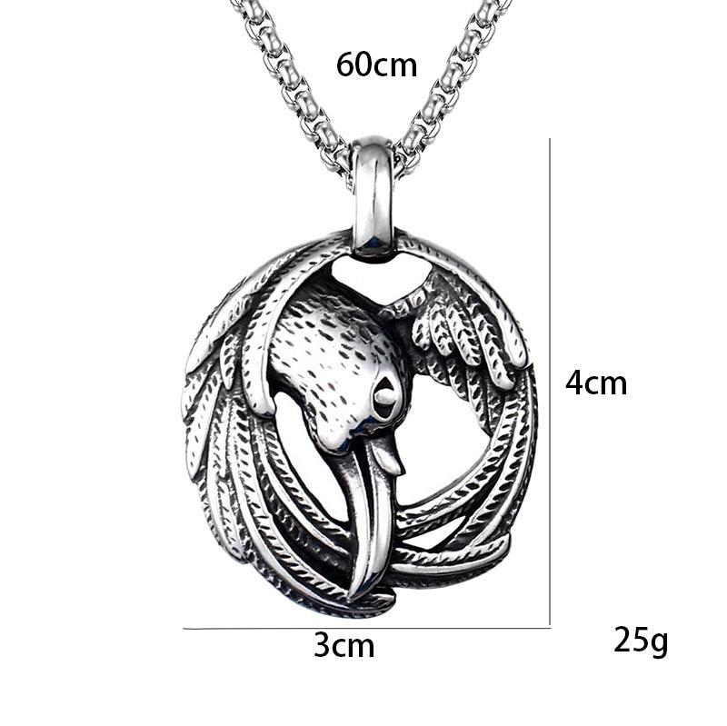 Accessoires, Pendentif Collier Oiseau Supplémentaire Animal Vintage en Acier Inoxydable, Pendentif en Acier Titane pour Homme