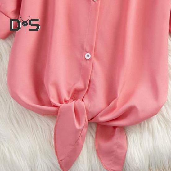 Women Shirt Summer Short Sleeve Casual Shirt Lapel Solid Color Breathable Women Blouse for Office Travel Party Daily Wear