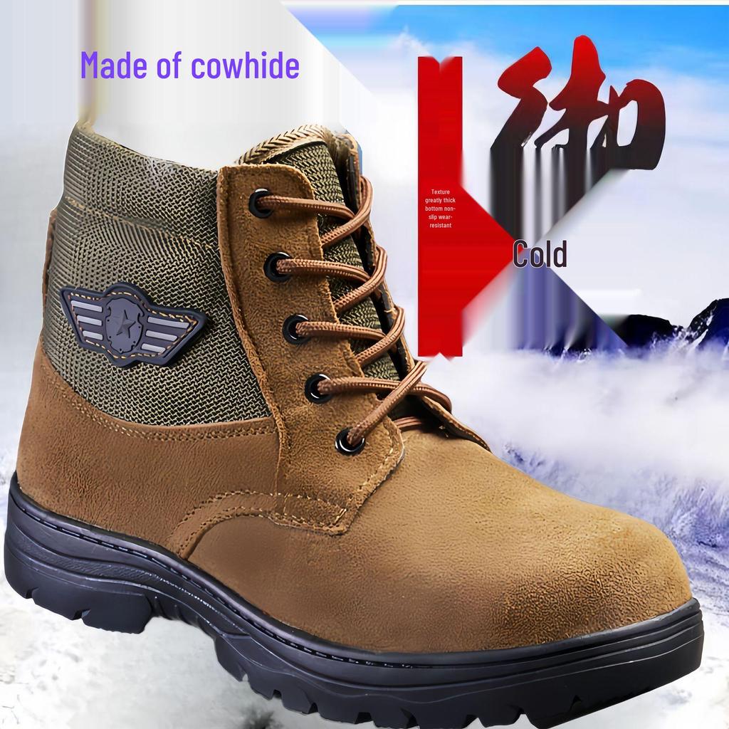 Men's Winter Thickened Snow Boots with Warm Toe & Genuine Labor Protection