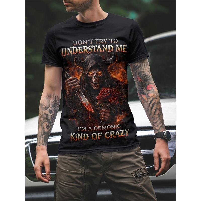 Edgy Don t Try To Understand Me Viral Men s T-Shirt – Demonic Reaper Graphic, Trendy Casual Tee Great for Gifting or Keeping XL