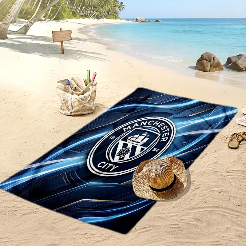 Serviette de plage imprimée Manchester City Séchage rapide Serviette douce Couverture de plage rectangulaire grande portable pour voyage Piscine