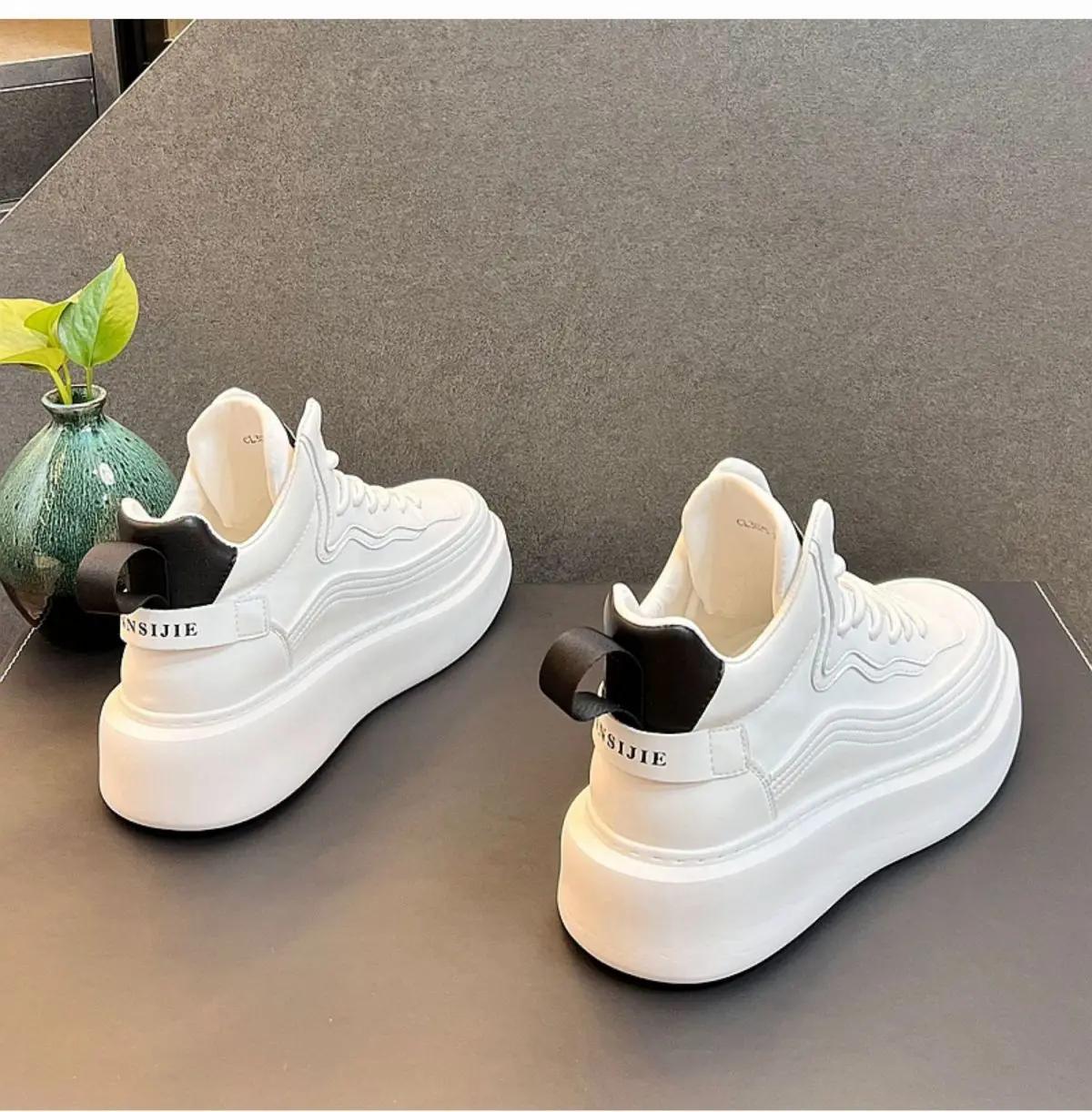 Роскошные весенне-осенние высокие кроссовки с толстой подошвой — фото 5