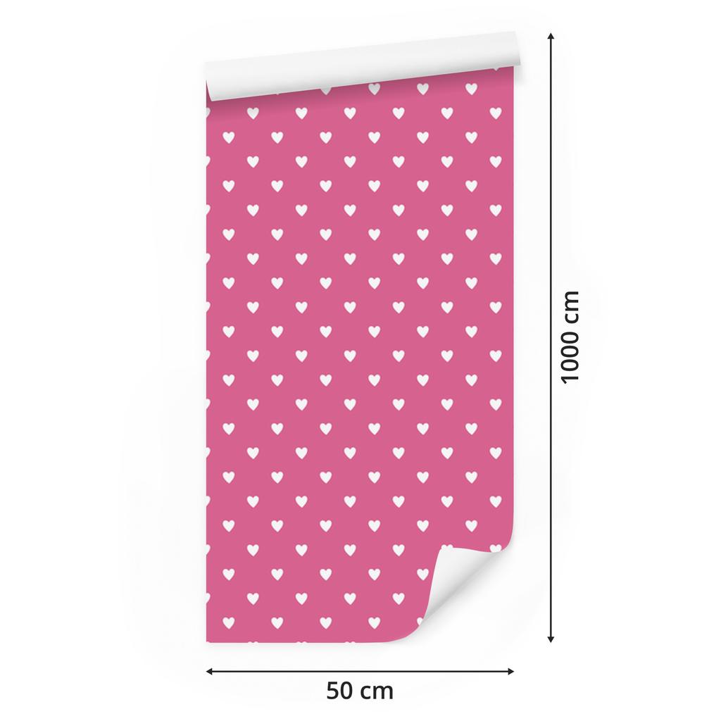 Hearts Powder Pink Wallpaper 50x1000