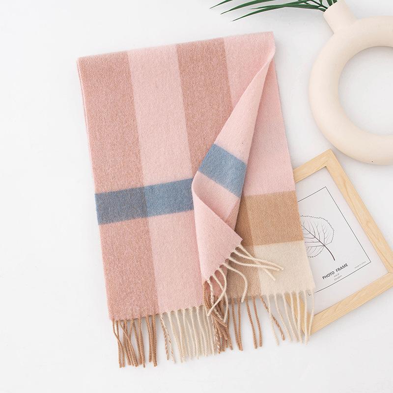 Wool Scarf  Women's Retro Plaid Autumn and Winter New Style Versatile Winter Scarf  Dual Use