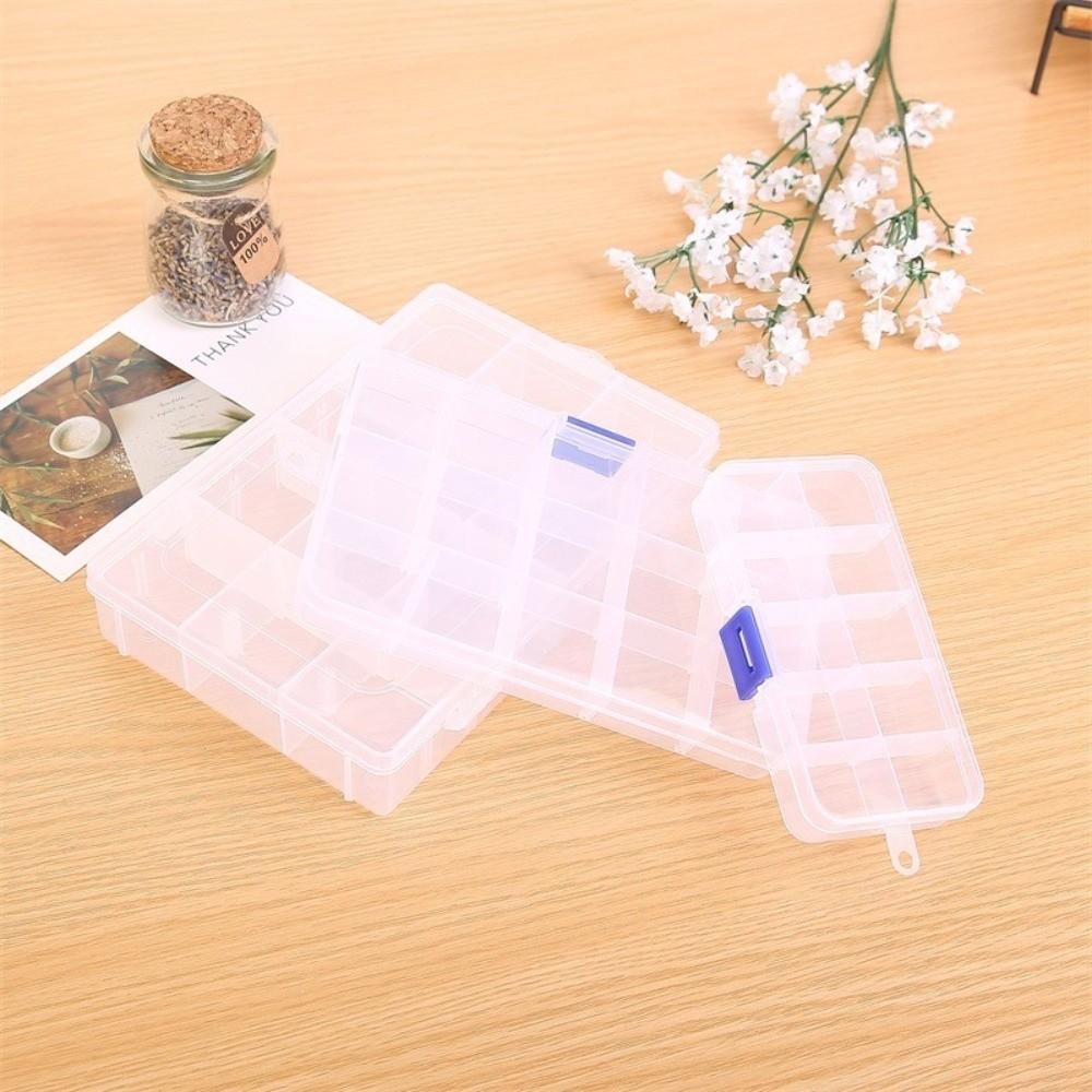 10/15 Grid Clear Plastic Box Rectangular Dustproof Tools Storage Cases Multi-functional Waterproof Packing Container Home Use