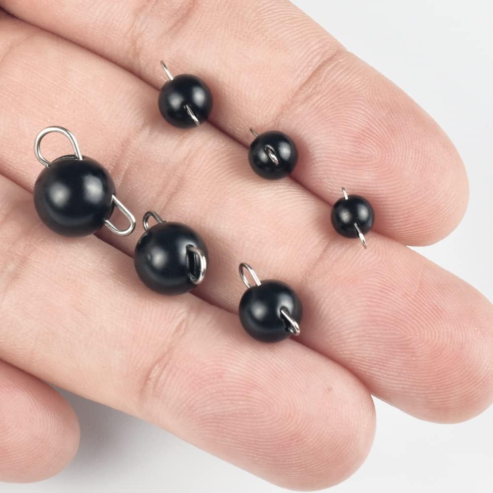 10Pcs Tungsten Cheburashka Weights Fishing Sinkers, 1~30g Tungsten Cannonball Jig Head Fishing Weights Tungsten Cheb Rig Weights, Black