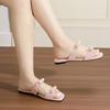 Grape mother summer fairy style temperament flat bottom cool slippers female bow double row with soft sole sandals female summer