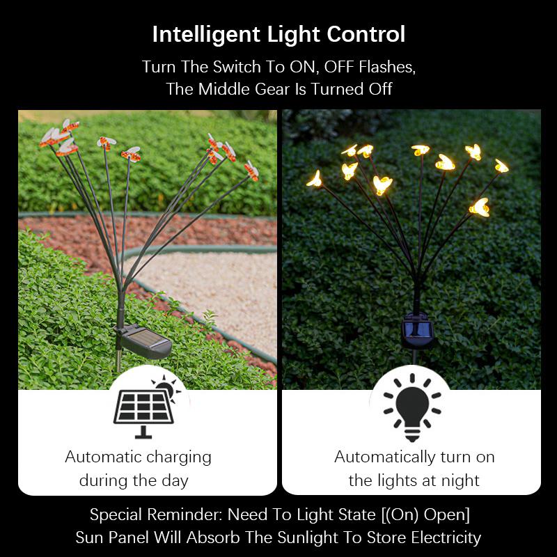 

10LED Solar Outdoor Lights, Animals Lawn Lamp, Waterproof Bee Fairy Lights, for Summer Garden, Tree, Patio, Wedding, Home Decor