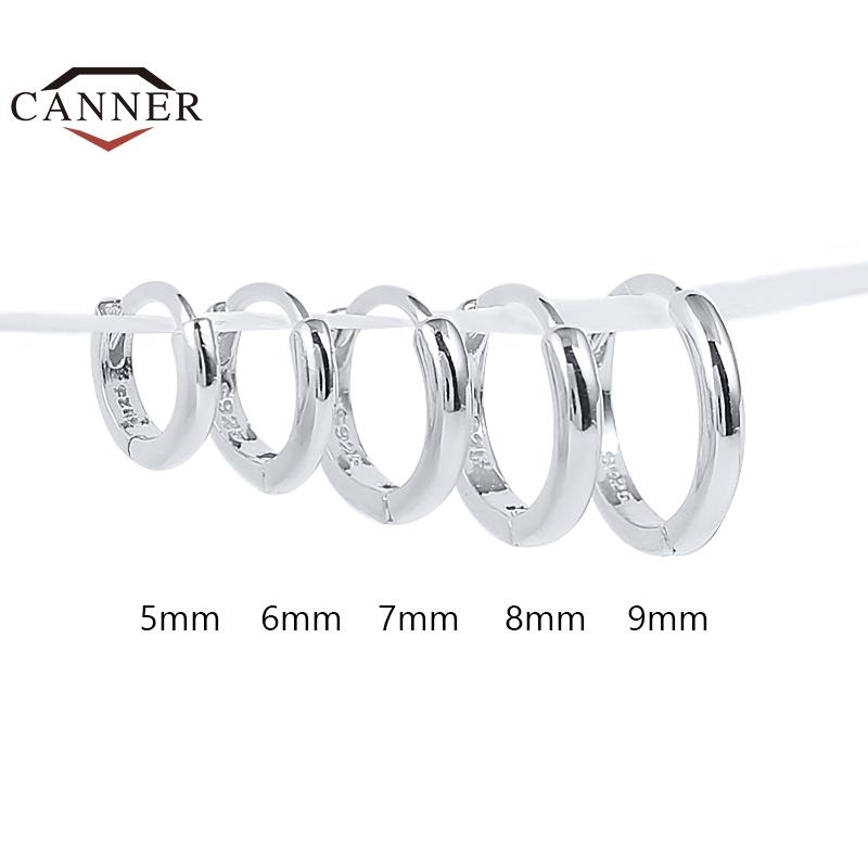 CANNER 5/6/7/8/9mm Real 925 Silver Hoop Earrings for Women Piercing Earings Round Circle Earring Jewelry pendientes