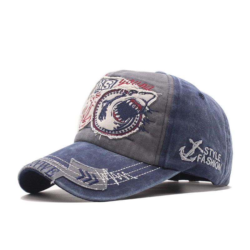 Shark Embroidery Baseball Cap Cotton 3D Large Letter Three-Dimensional Embroidery Hat Cap adjustable