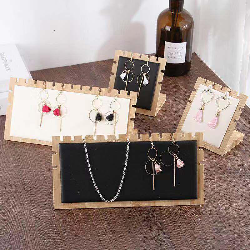 Bamboo Wood Jewelry Display Stand for Necklaces, Earrings, and Pendants