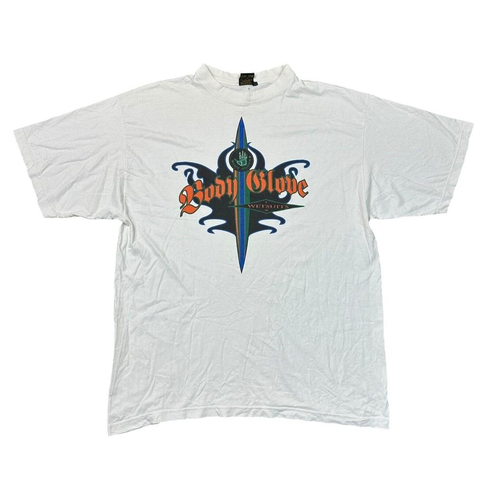

Vintage Body Glove T-shirt Top Graphic Print Short Sleeve 90s White Mens 2XL