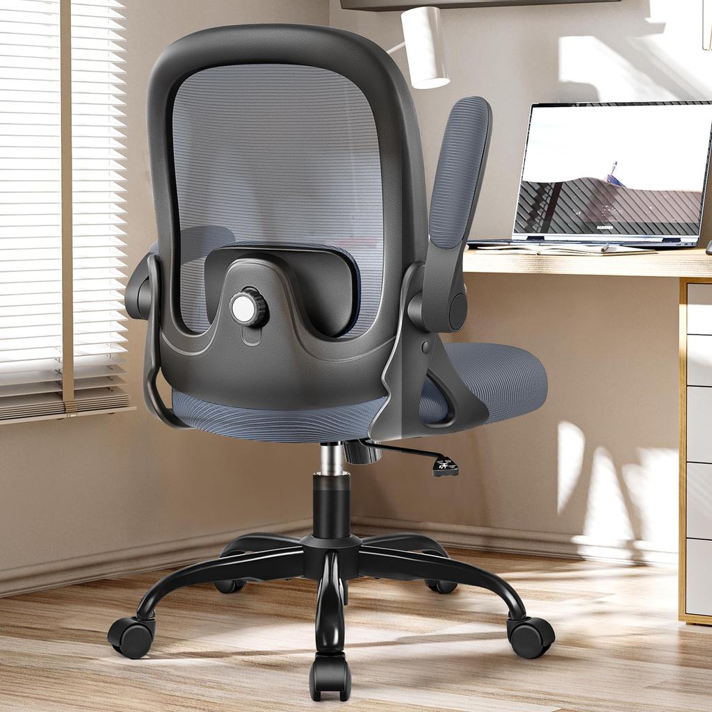 Primy Office Desk Lower Back Pain Movable Lifting Office Office Work from Quiet PU 360 Degree Dark Gray Chair, Non-Fatigue Chair, Chair, Mesh,