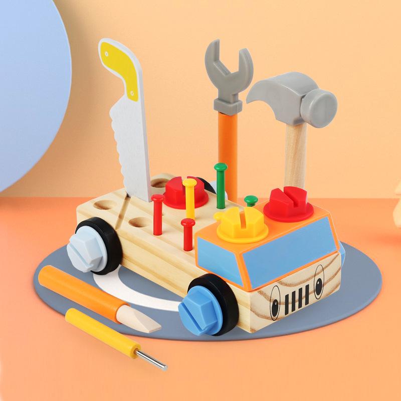Children's Wooden Tool Bench Set - Educational Assembly Toy Kit