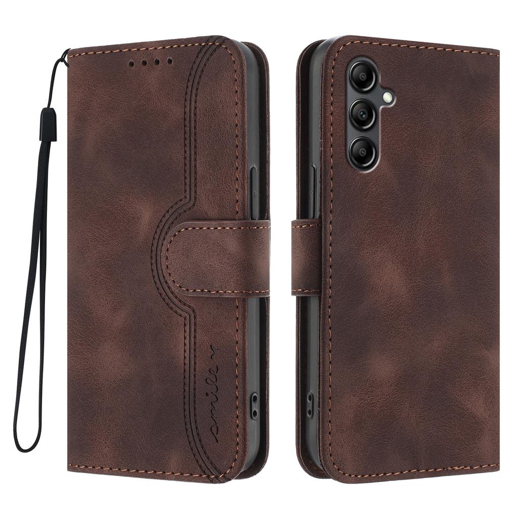 For Samsung Galaxy A17 5G/A17 4G/A26 5G/A16 5G/A16 4G Leather Case Wallet Stand Smile Imprinted Phone Cover with Strap