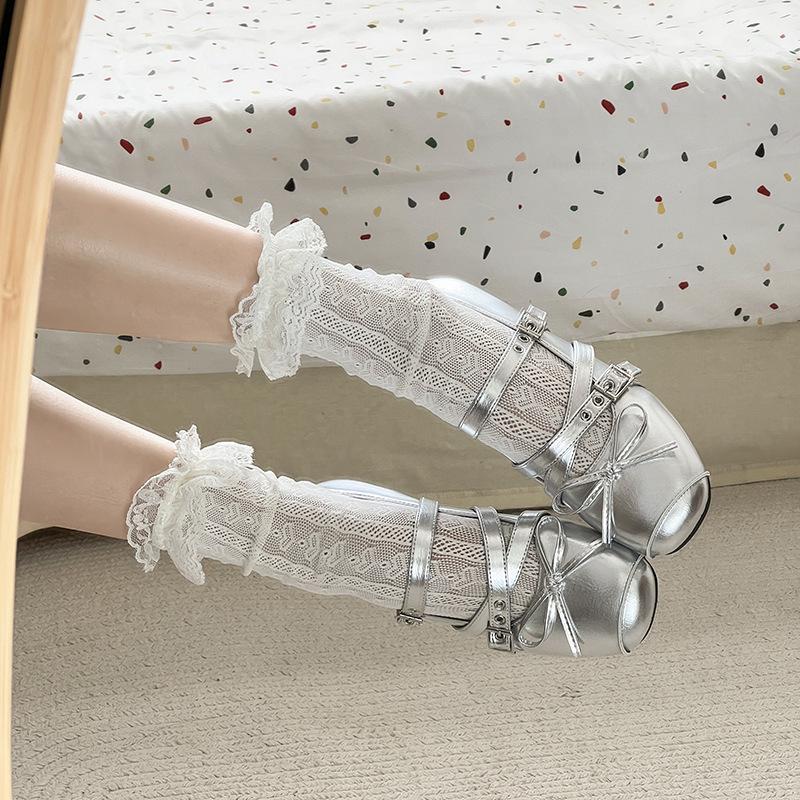 Innenhöhe erhöhend flacher Boden runde Spitze Mary Jane Schuhe Damen 2025 Sommer neu gekreuzte Riemen weichsohlige Ballerinas flacher Ausschnitt Einzelne Schuhe