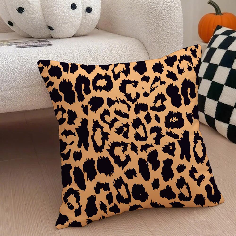 Trendy Fashion Art Leopard Print Texture Cushion Cover Throw Pillow Cover Hidden Button Durable Polyester Chair Cushion