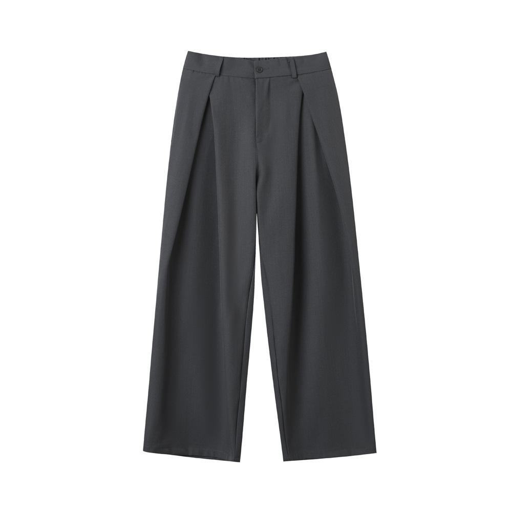Summer New Three-dimensional Pleated Wide-leg Loose Suit Pants Men's Silhouette Non-ironing Casual Straight Trousers Men