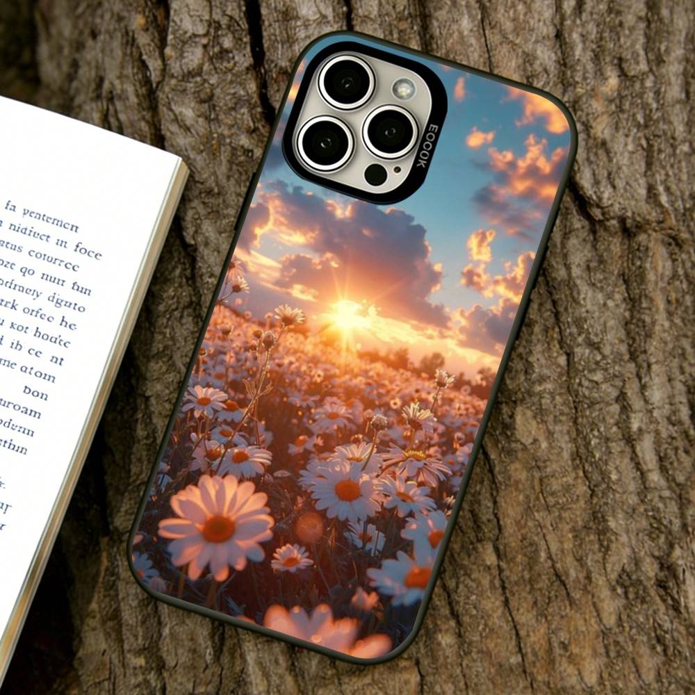 

Flower Sea Phone Case For iPhone 17,16,15,14,13,12,11 Plus,Pro Max,XS,Colored Silver Plated Inside Cover iPhone17