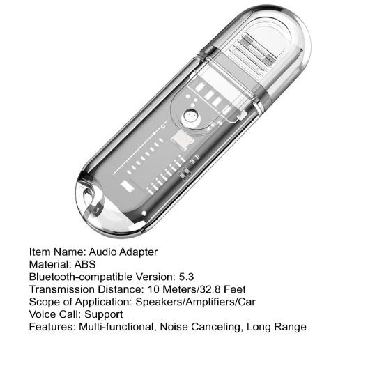 USB Bluetooth-compatible 5.3 Receiver 10M Long Range Low Latency Car Stereo Computer Speaker TV Headphone Audio Adapter