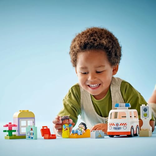 Caminhão de Ambulância LEGO Duplo Town, Brinquedo, Presente de Aniversário, Blocos de Construção Educacionais, Meninos e Meninas, Idades 1,5, 2, 4, Crianças Pequenas, Faz de Conta, Veículo, Min