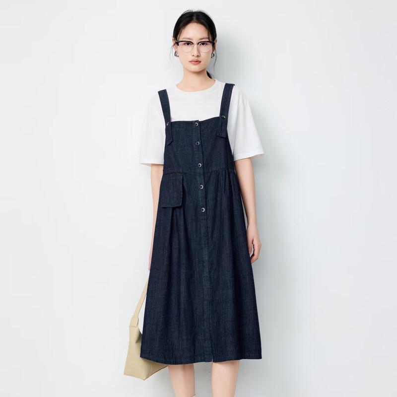 

Elva Island Women s Denim Overall Midi Dress M