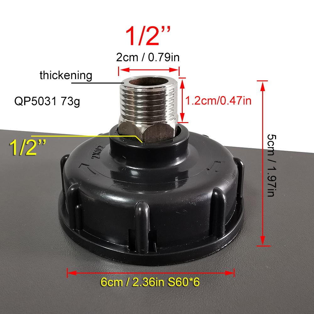 S60x6 Coarse Thread G1'' 1/2" 3/4" Male Female Thread IBC Water Tank Replacement Adapter Stainless Steel Spout Drain Fittings