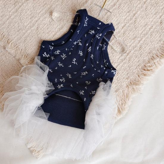 huaqianguhh White Tutu Dog Dress, Floral Sleeveless Princess Style Summer Pet Outfit for Small Dogs Teddy Bichon Frise