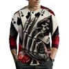 Round Neck 3D Skull Printed T-shirts Casual Short Sleeved Men's T-shirts - Soft Medium Stretch Polyester Fabric Spring and Autumn Relaxed Fit Clothing