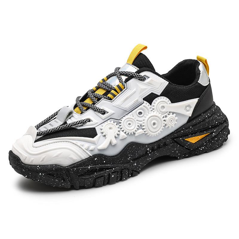 Fashion 2024 Spring New Men's Personality Gear Casual Sports Shoes Trendy Fashion Running Shoes Leather Stitching Men's Shoes