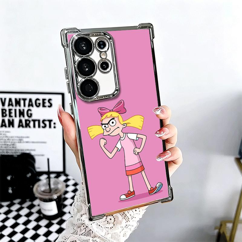 Cartoon Hey Arnold Helga Plating Phone Case For Samsung Galaxy S24 S25 FE S26 Edge S23 Ultra S22 S21 Plus S20 Anti-Fall Airabag Samsung S25 Edge
