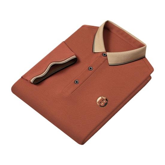 

Мужская рубашка на пуговицах с отложным воротником с короткими рукавами, сплошной цвет, деловой стиль, тонкий свободный, мягкий дышащий пуловер средней длины, топ для гольфа для отца 3XL оранжевый