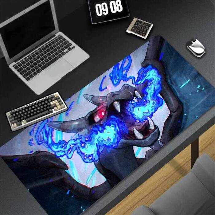 Large Blue Black Flam Mouse Pad Dialga Neon Pokmon Extended Gaming Mouse Pad Epic Anime Desk Mat 800x300x2mm