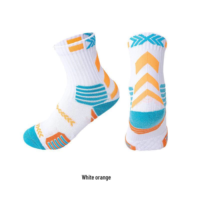 Men's Elite Basketball Socks: Trendy Color Block, Thick Terry Bottom, Sweat-Absorbent, Breathable, Professional Sports Socks.