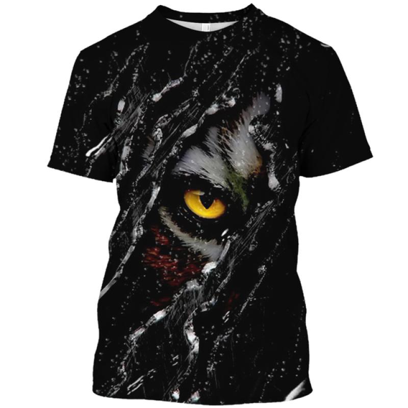 Letnia męska koszulka z nadrukiem zwierzęcym Casual 3d Plus rozmiar Punk z krótkim rękawem Street Sports sweter O Neck Tee bluza Harajuku