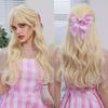 Professional  Synthetic Body Wavy Light Blue Hair Wig with Bangs for Women Daily Party High Density Middle Length Highlight Purple Wigs