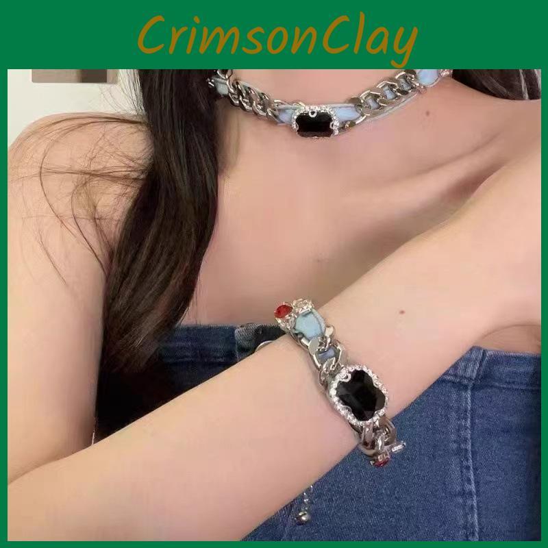 Y2k Hot Ruby Element Necklace Womens Fashionable Geometric Chain Jewelry